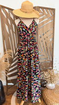 Robe longue bohème à imprimé feuilles – Giracoo