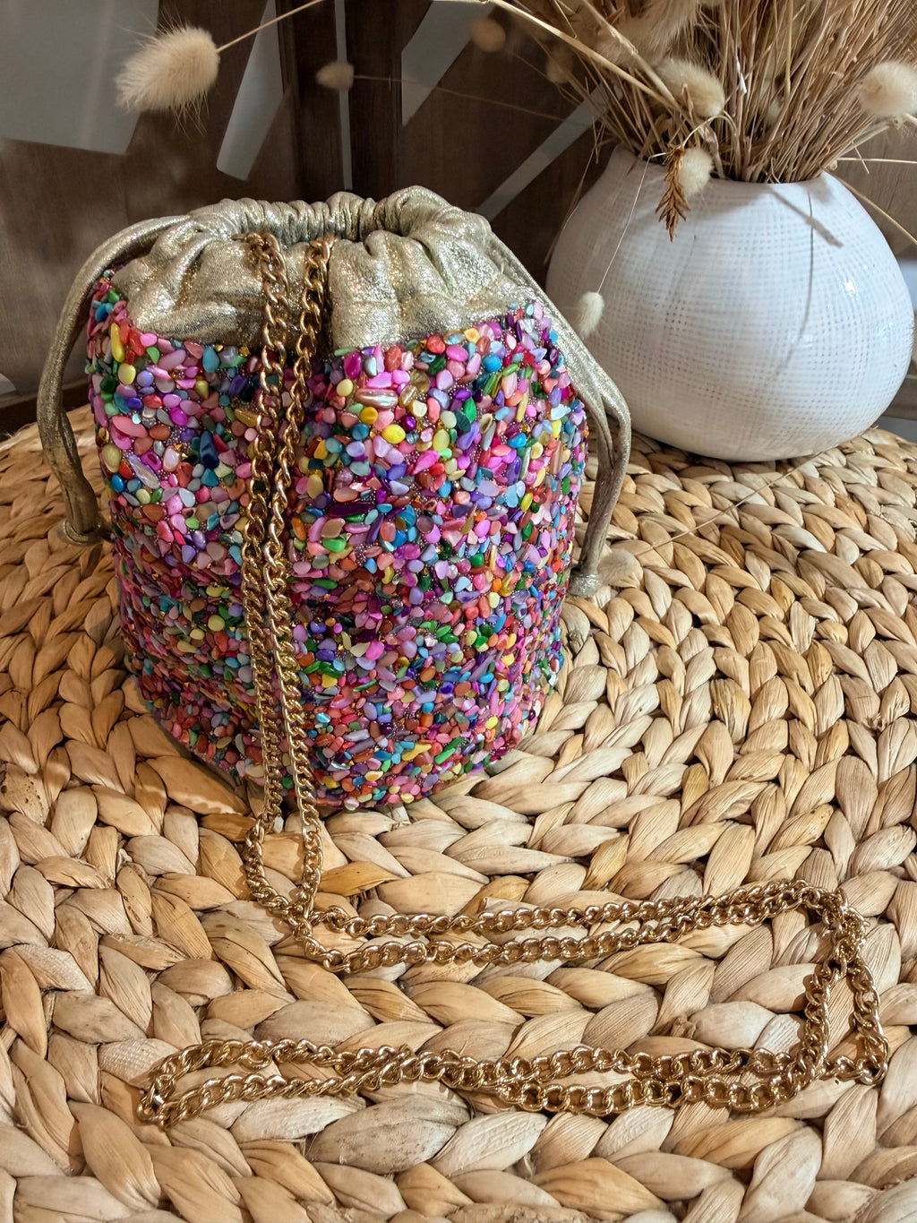 Sac Bourse Orné de Pierres Colorées