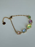 Bracelet Acier Inoxydable Doré et Pierres Multicolores