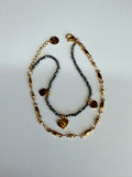 Bracelet Double Acier Inoxydable Doré, Perles et Cœurs