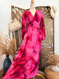Robe manches longues fuchsia