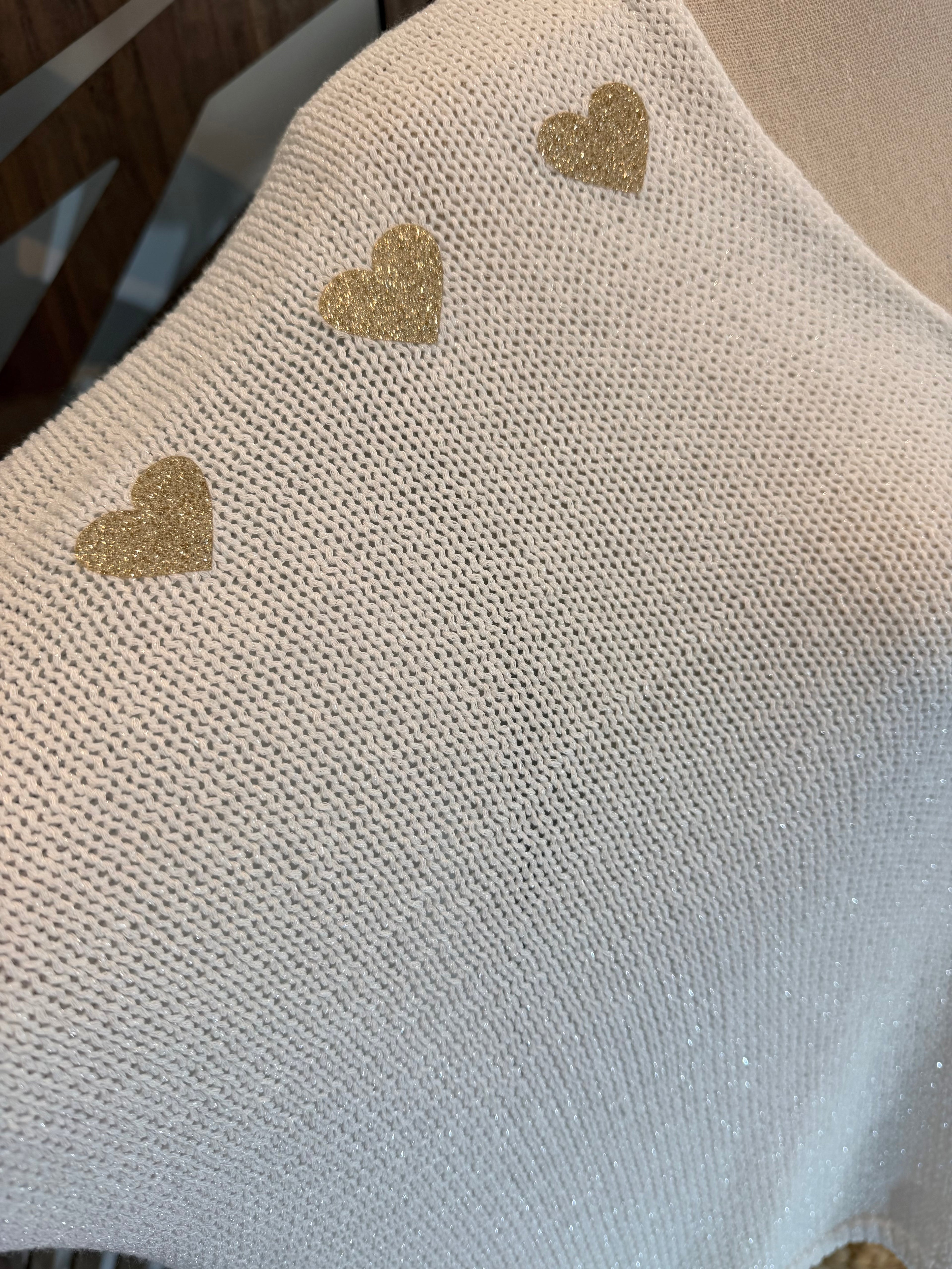 Top en maille fine "Ineo Couture" – Blanc & Cœurs Dorés