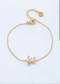 Bracelet Fine Chaîne avec Pendentif Tortue - Acier Inoxydable Doré