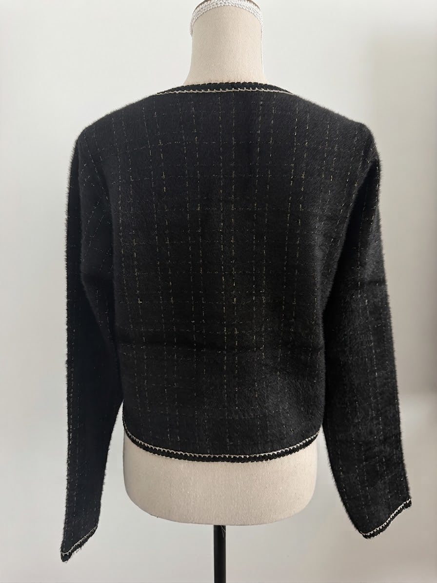 Cardigan Court Noir et Doré