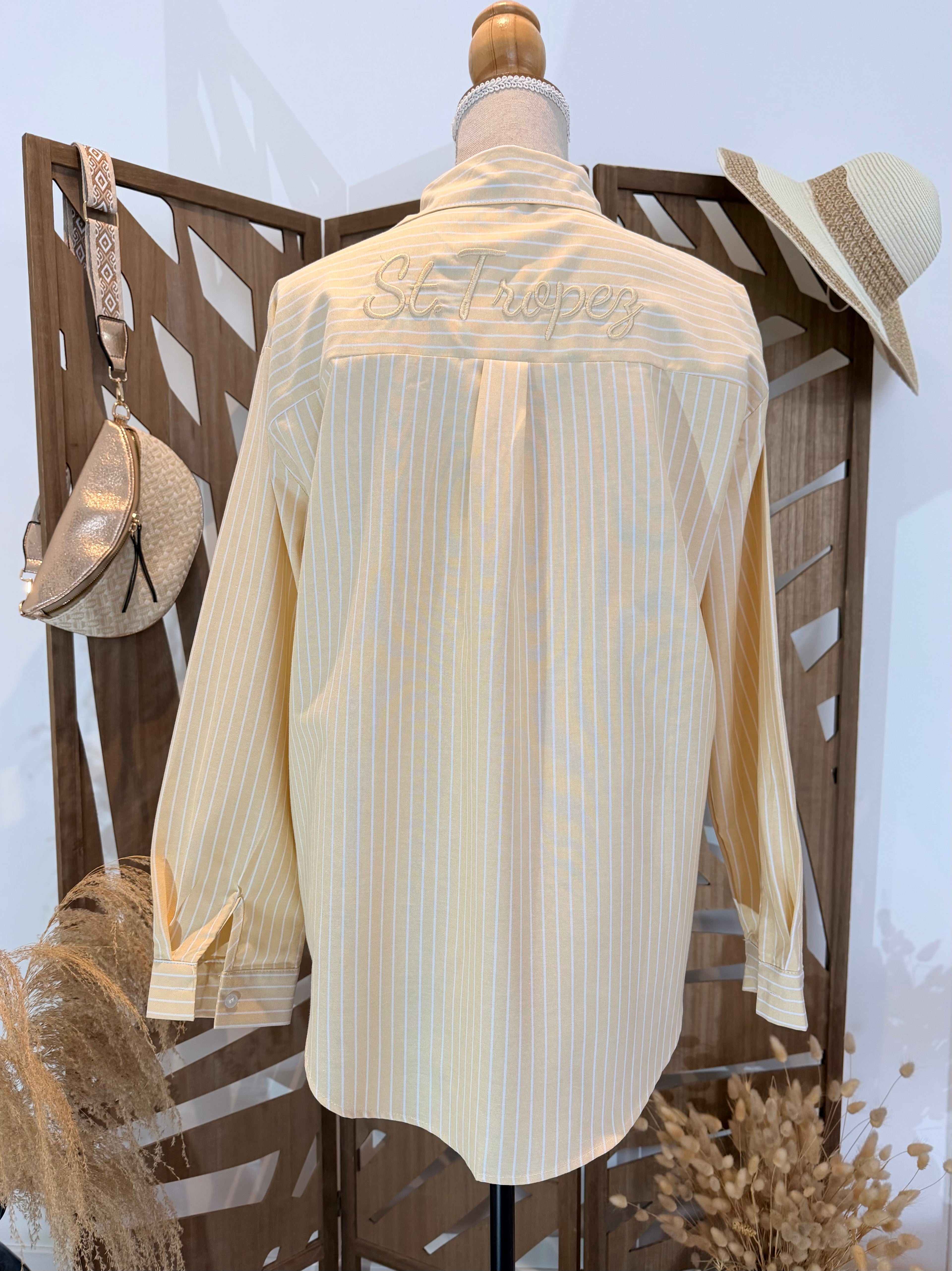 Chemise Saint-Tropez à rayures Jaune – Meylie