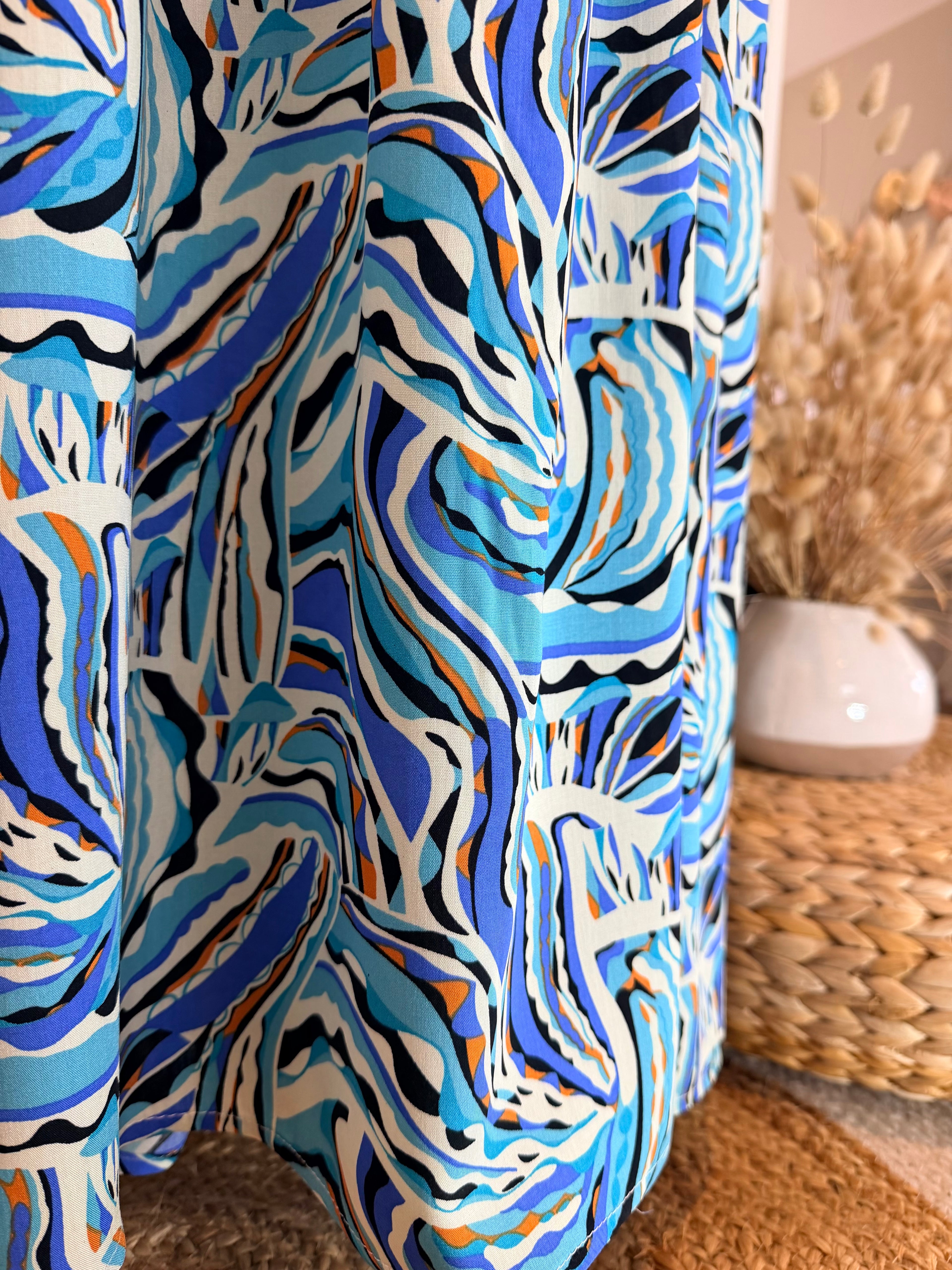 Robe longue imprimée bleue-Miss Sara