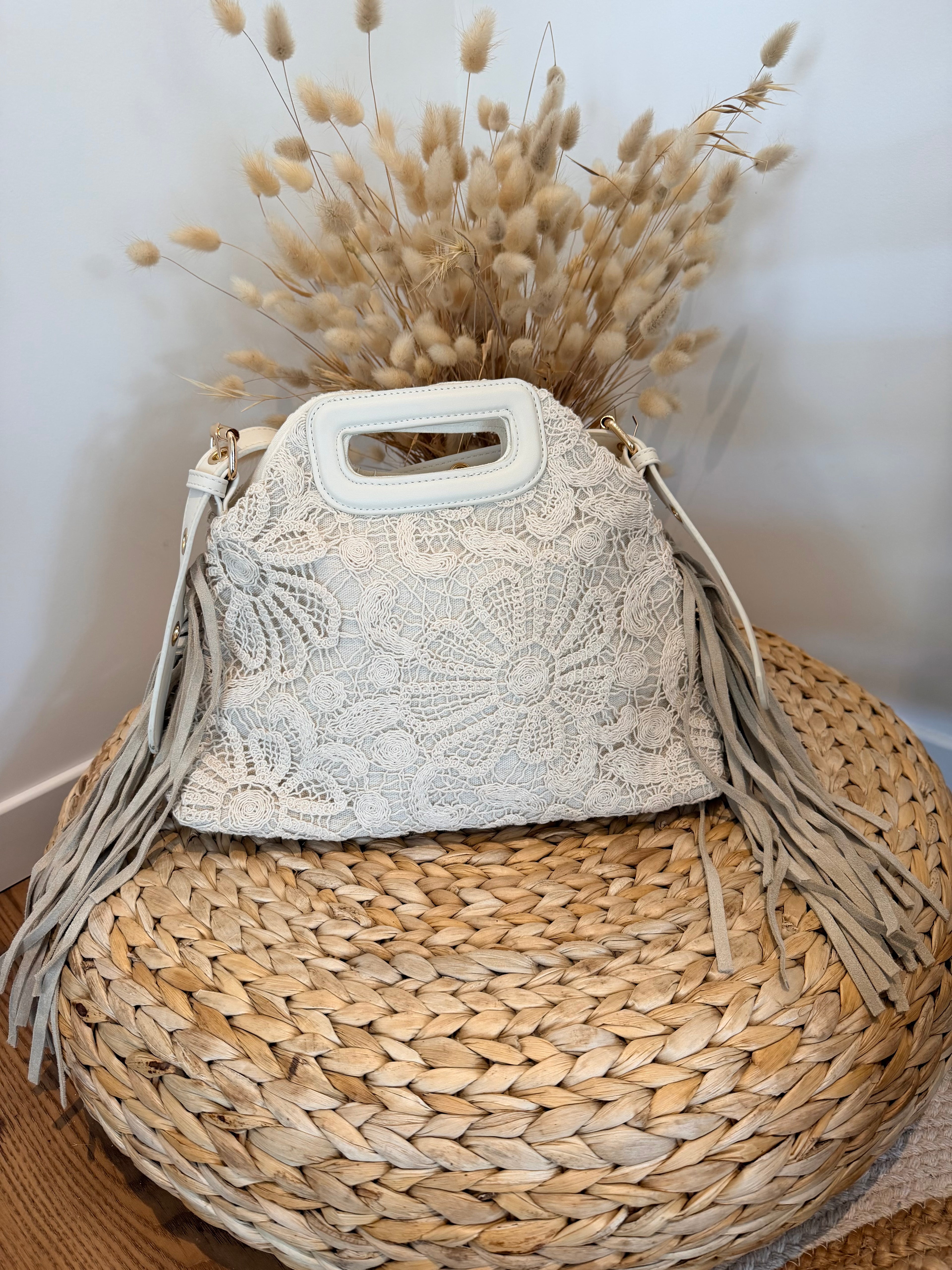 Sac en Crochet Floral avec Franges
