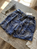 Short Fluide Brodé & Ceinture - Bleu & Blanc