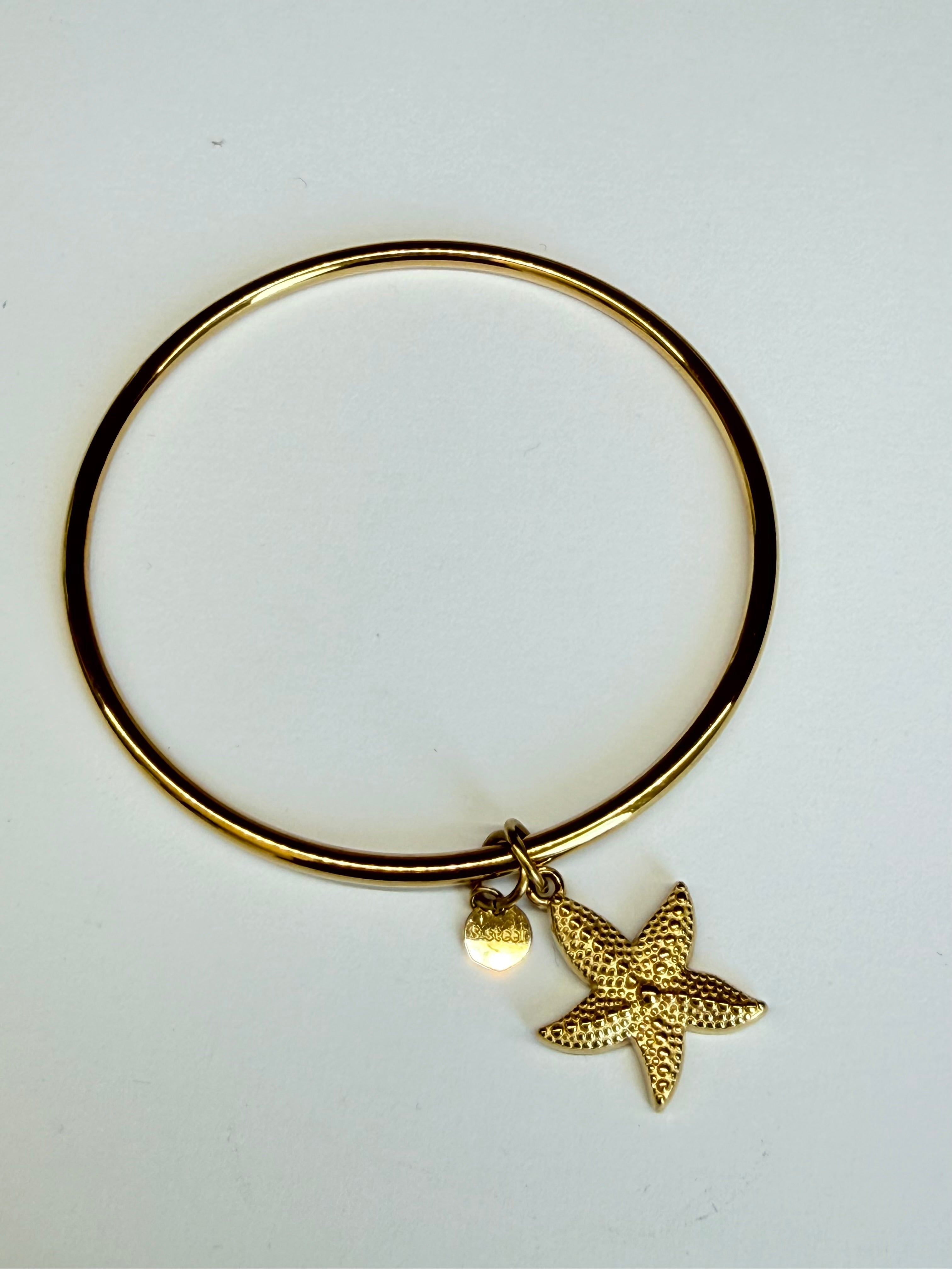 Bracelet Jonc Étoile de Mer Doré en Acier Inoxydable