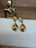 Boucles d'Oreilles Pendantes Dorées – Ambré