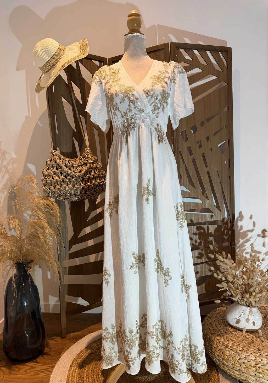 Robe Longue Blanche Bohème – Broderies
