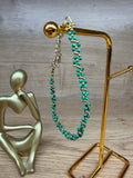 Bracelet Acier Inoxydable Doré et Perles Vertes / Turquoises
