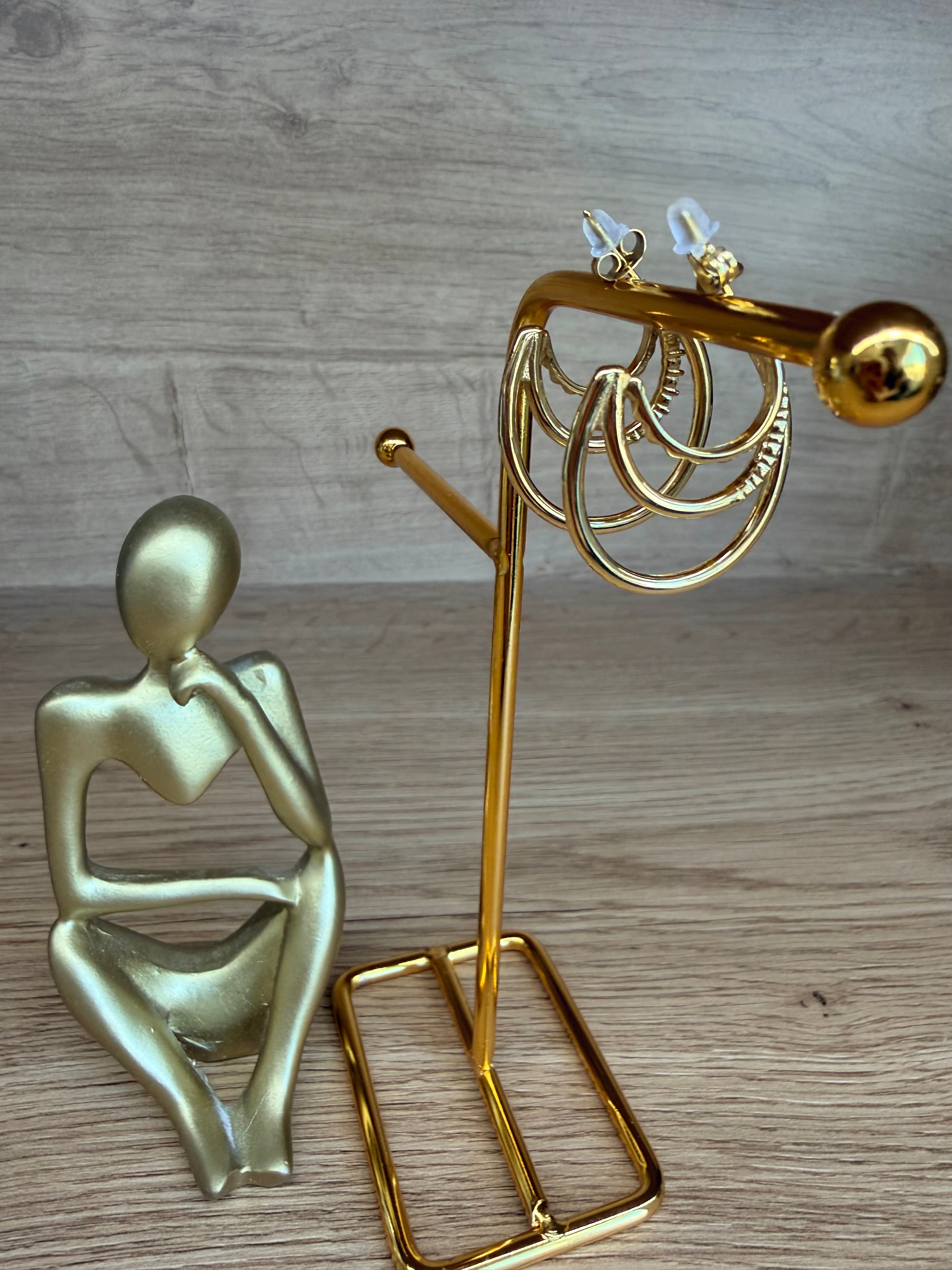 Boucles d'Oreilles Créoles Dorées – Double Rang Strass