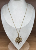 Collier Pendentif Acier Inoxydable Doré - Motif Soleil Spirale