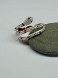 Bague ajustable Motif Serpent Dorée et Strass Blancs et Noirs