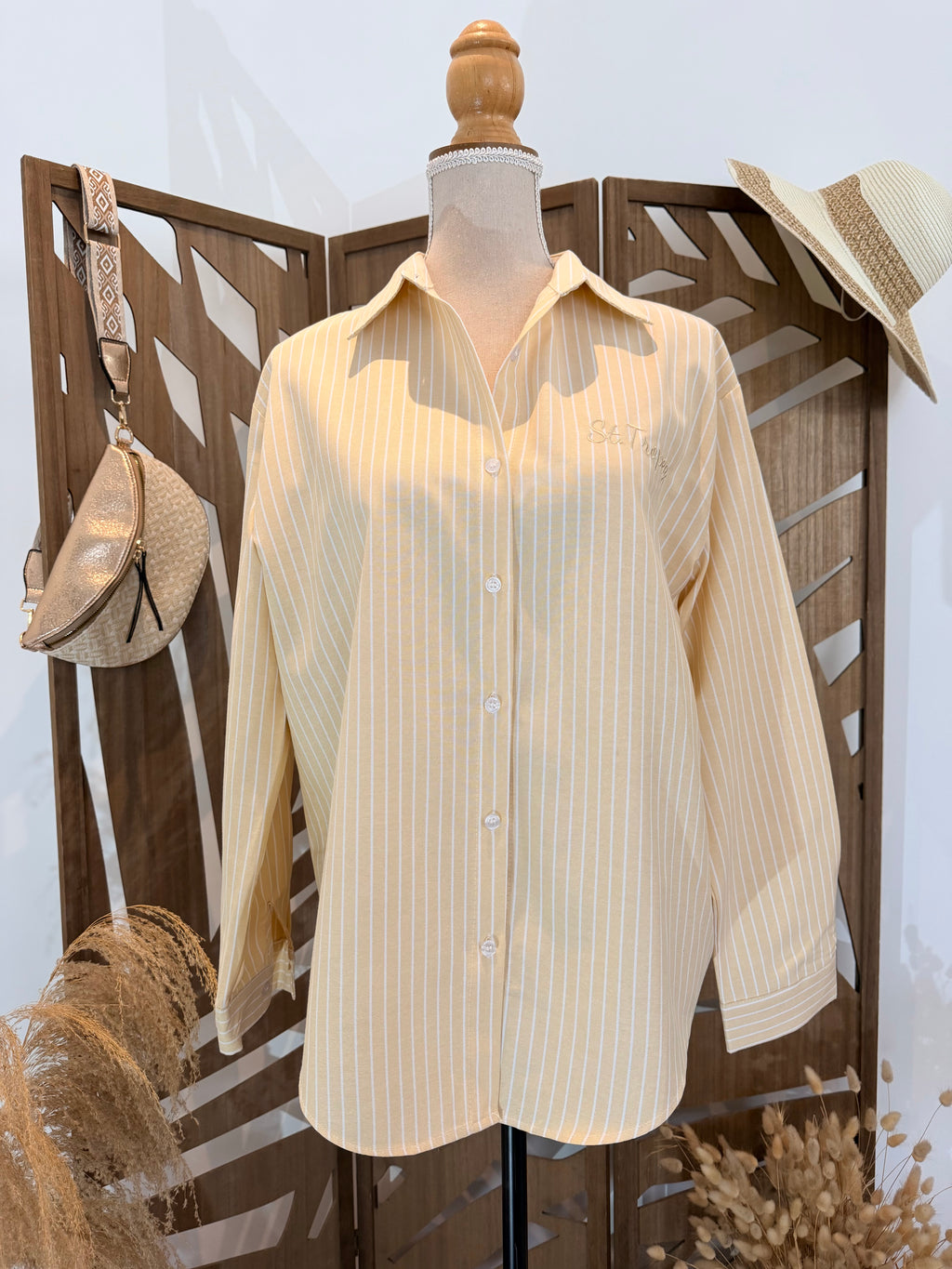 Chemise Saint-Tropez à rayures Jaune – Meylie