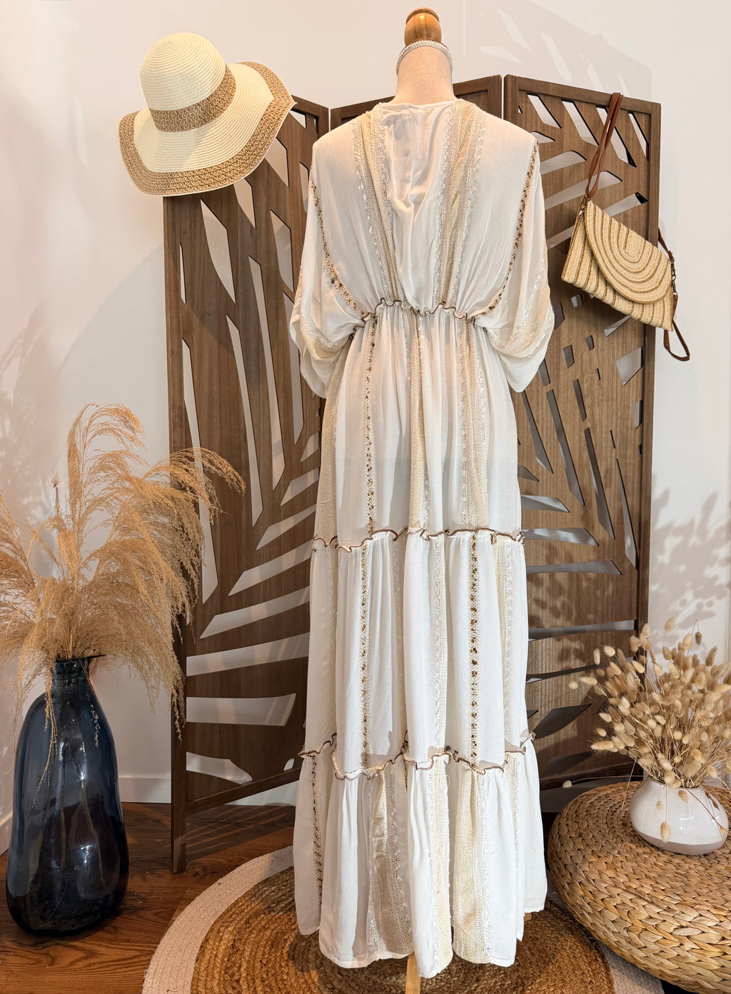 Kimono long bohème brodé – Élégance artisanale