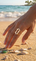 Bague Ajustable Dorée – Ovale Strass