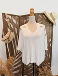 Top en maille fine "Ineo Couture" – Blanc & Cœurs Dorés