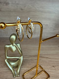Boucles d'Oreilles Créoles Dorées – Double Rang Strass