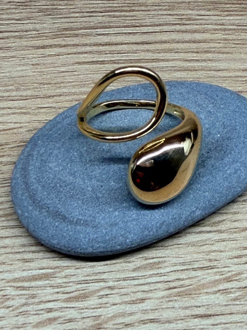 Bague Ouverte Acier Inoxydable Doré - Design Goutte