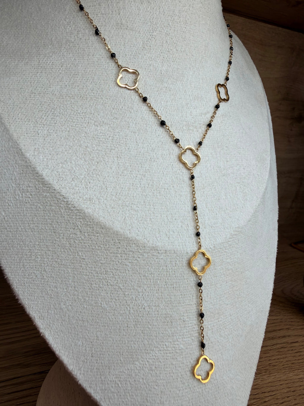 Collier Pendant Trèfles – Acier Inoxydable Doré