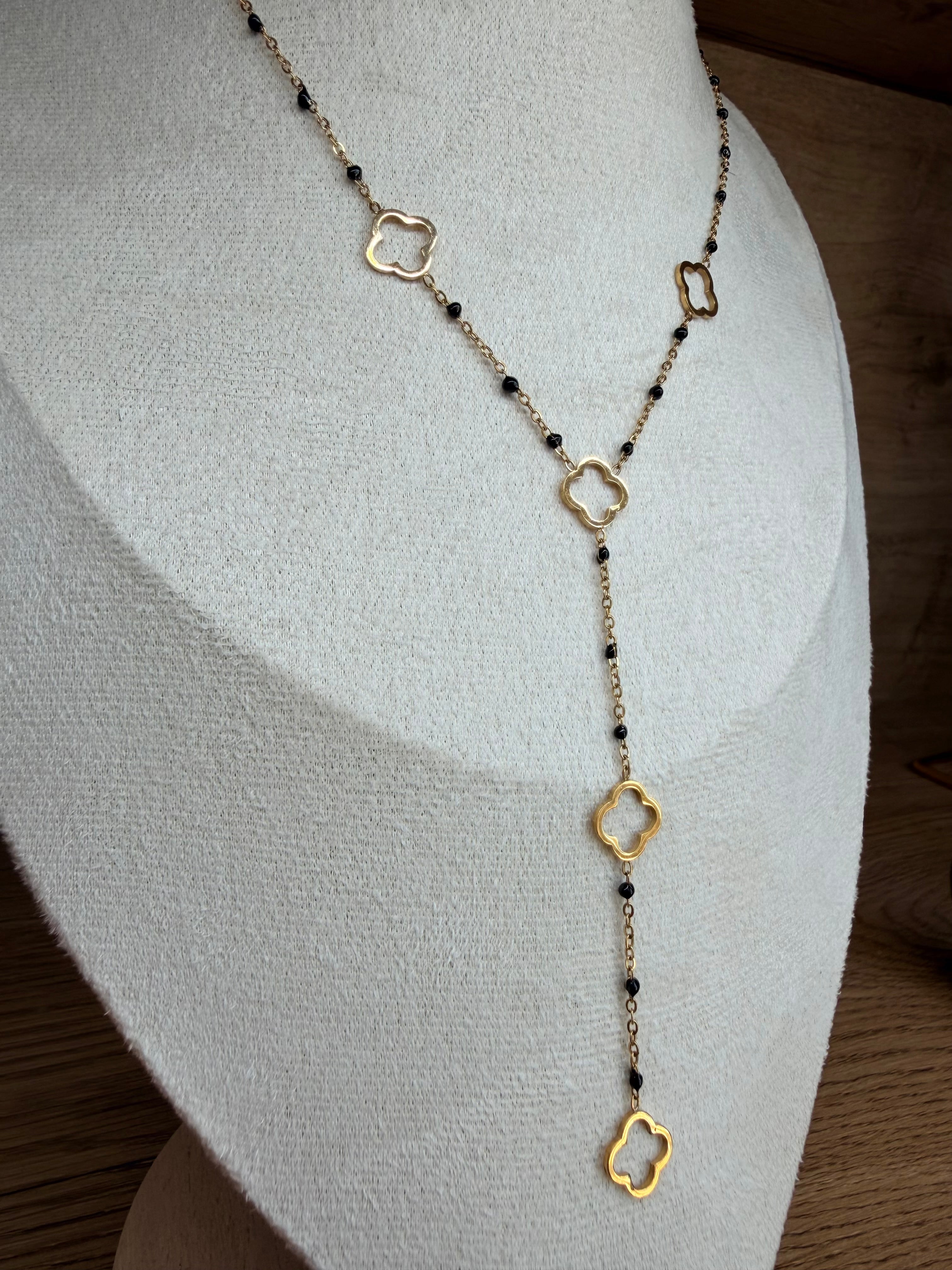 Collier Pendant Trèfles – Acier Inoxydable Doré