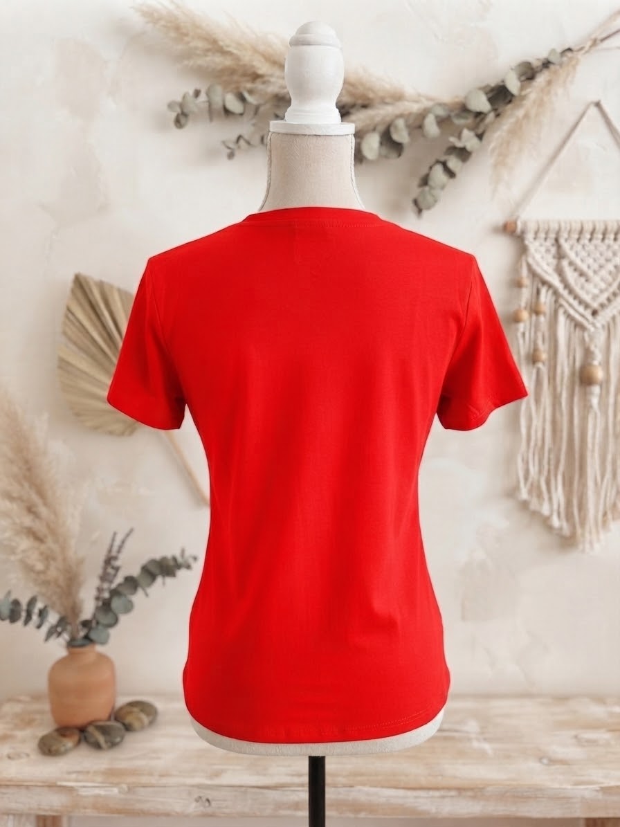 T-shirt Rouge avec Cœur Doré