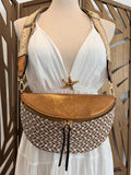 Sac Banane Bohème – Motif Géométrique Camel & Bronze