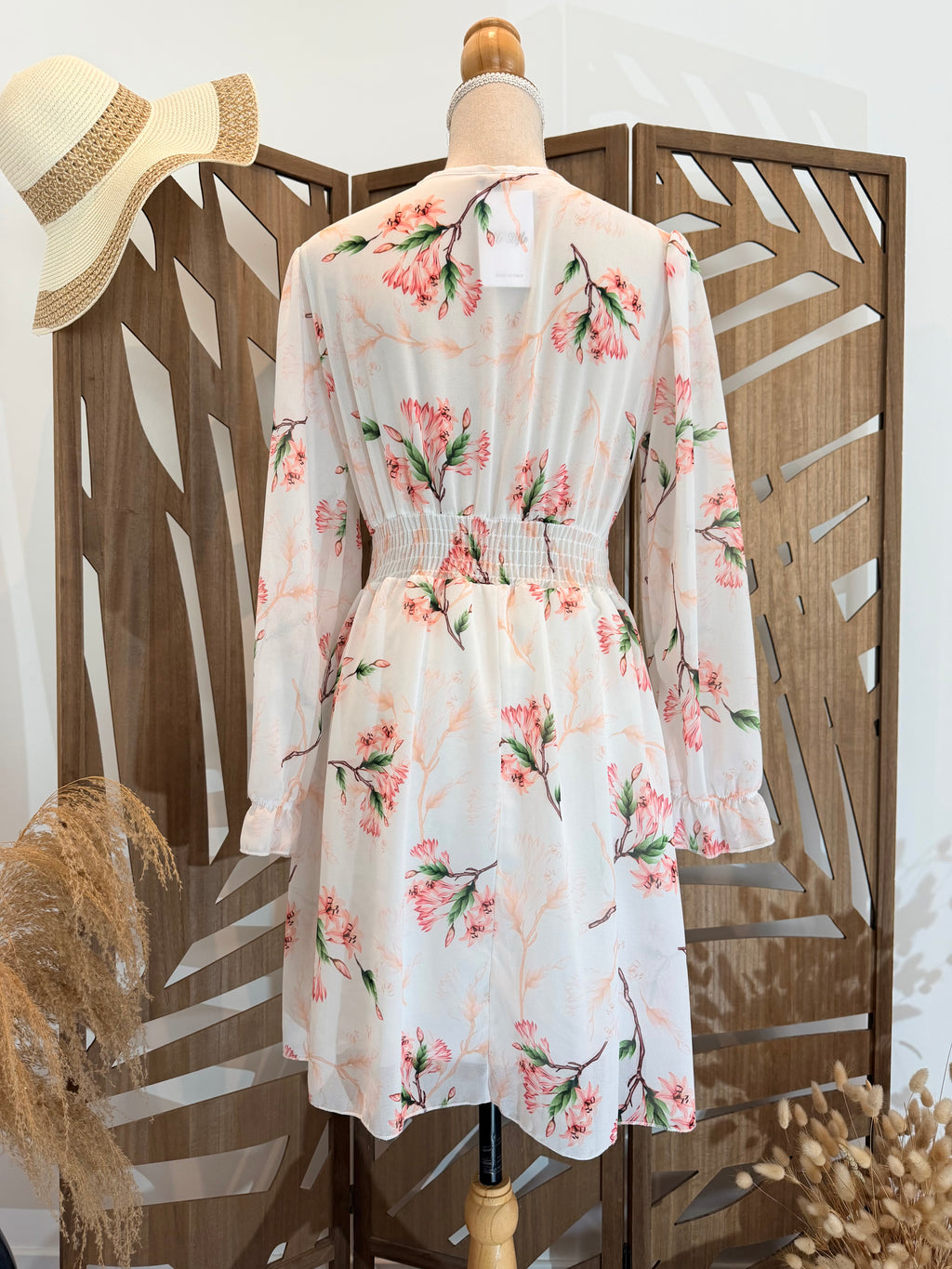 Robe Courte Fleurie Manches Longues