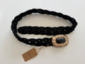 Ceinture Tressée noire avec Boucle Bijou Dorée – Saison Nandi Paris