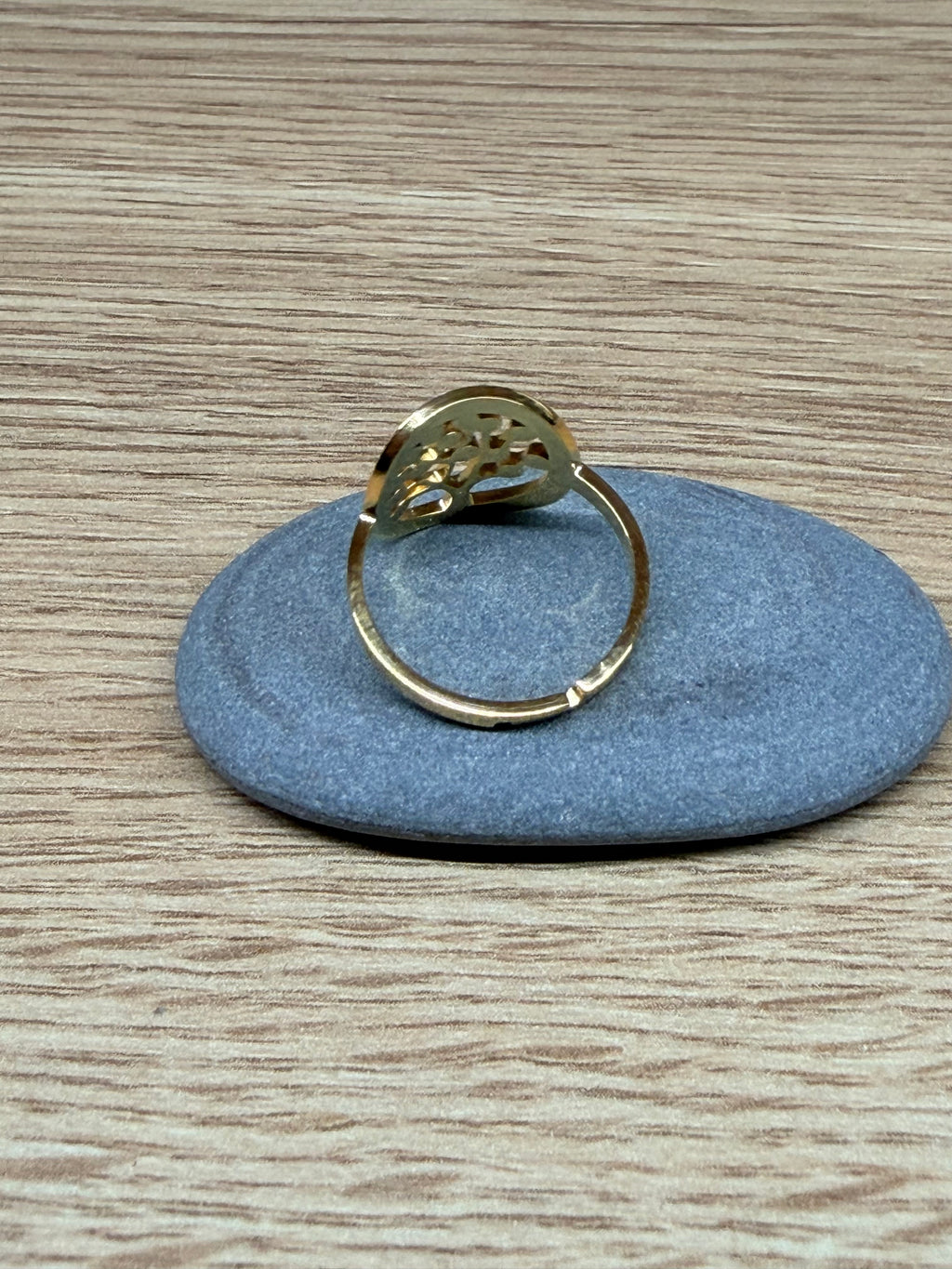 Bague Ajustable Acier Inoxydable Doré - Motif Arbre de Vie et Strass