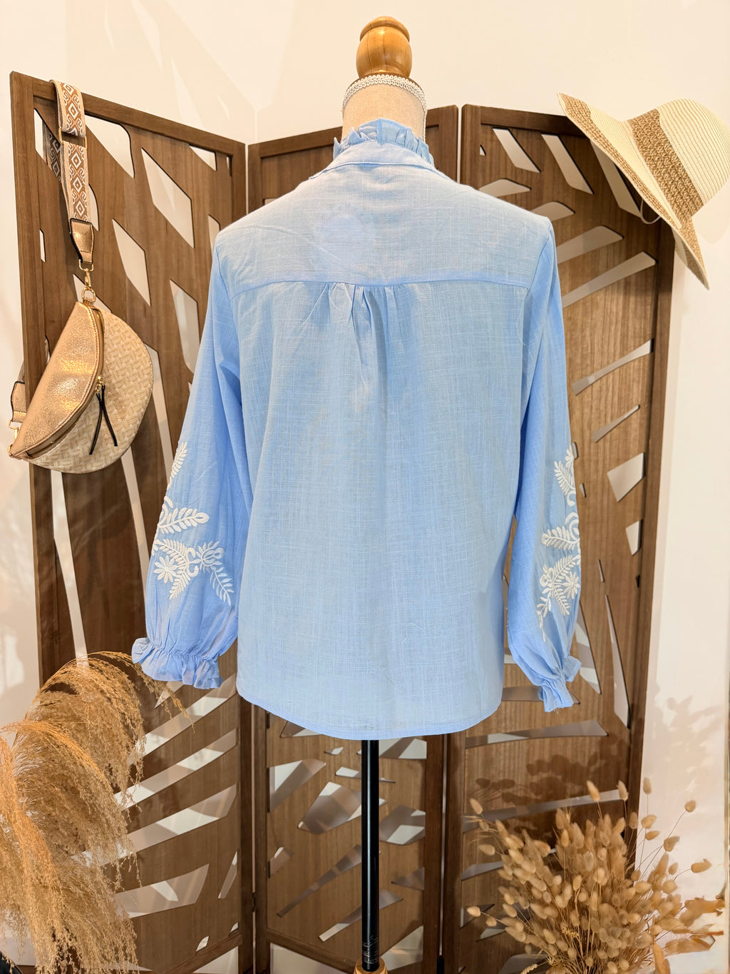 Chemisier Bohème 100% Coton à Broderies Florales