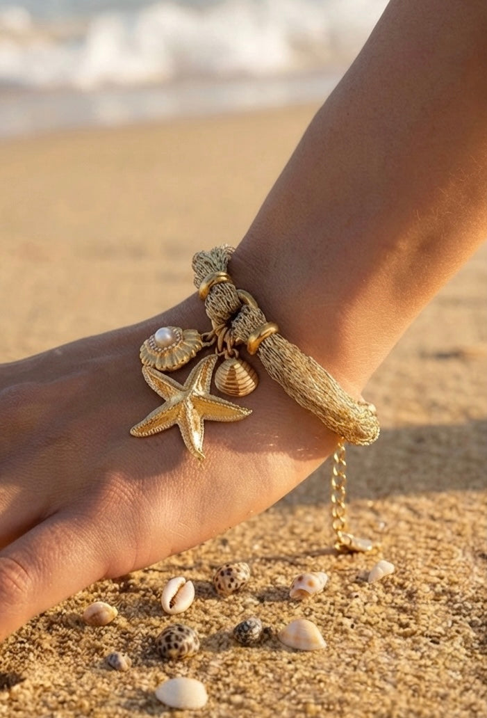 Bracelet Étoile de Mer Doré en Acier Inoxydable