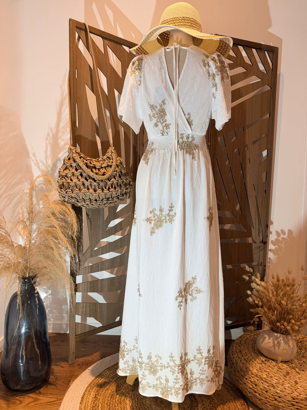 Robe Longue Blanche Bohème – Broderies