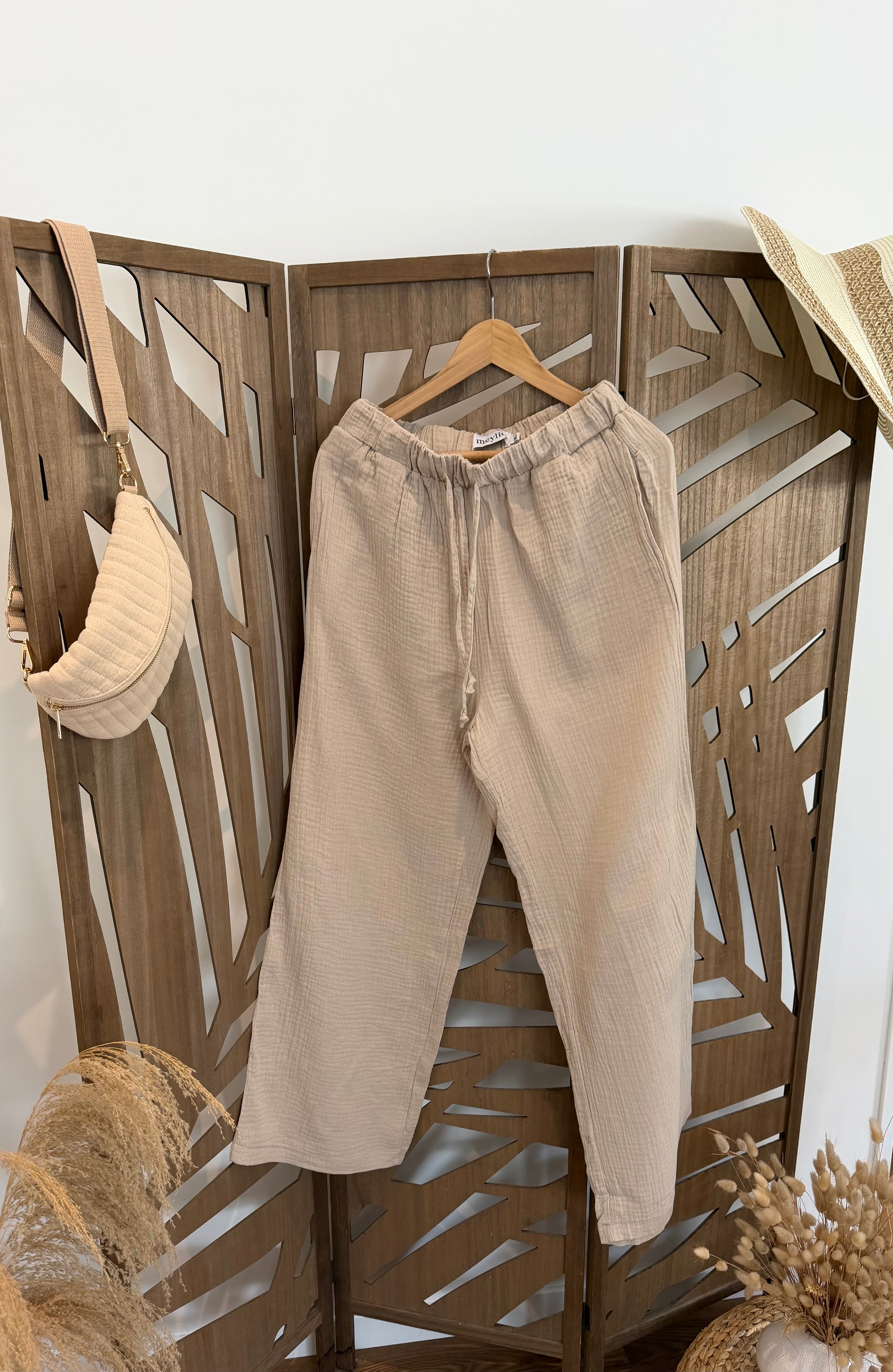 Pantalon fluide en gaz de coton
