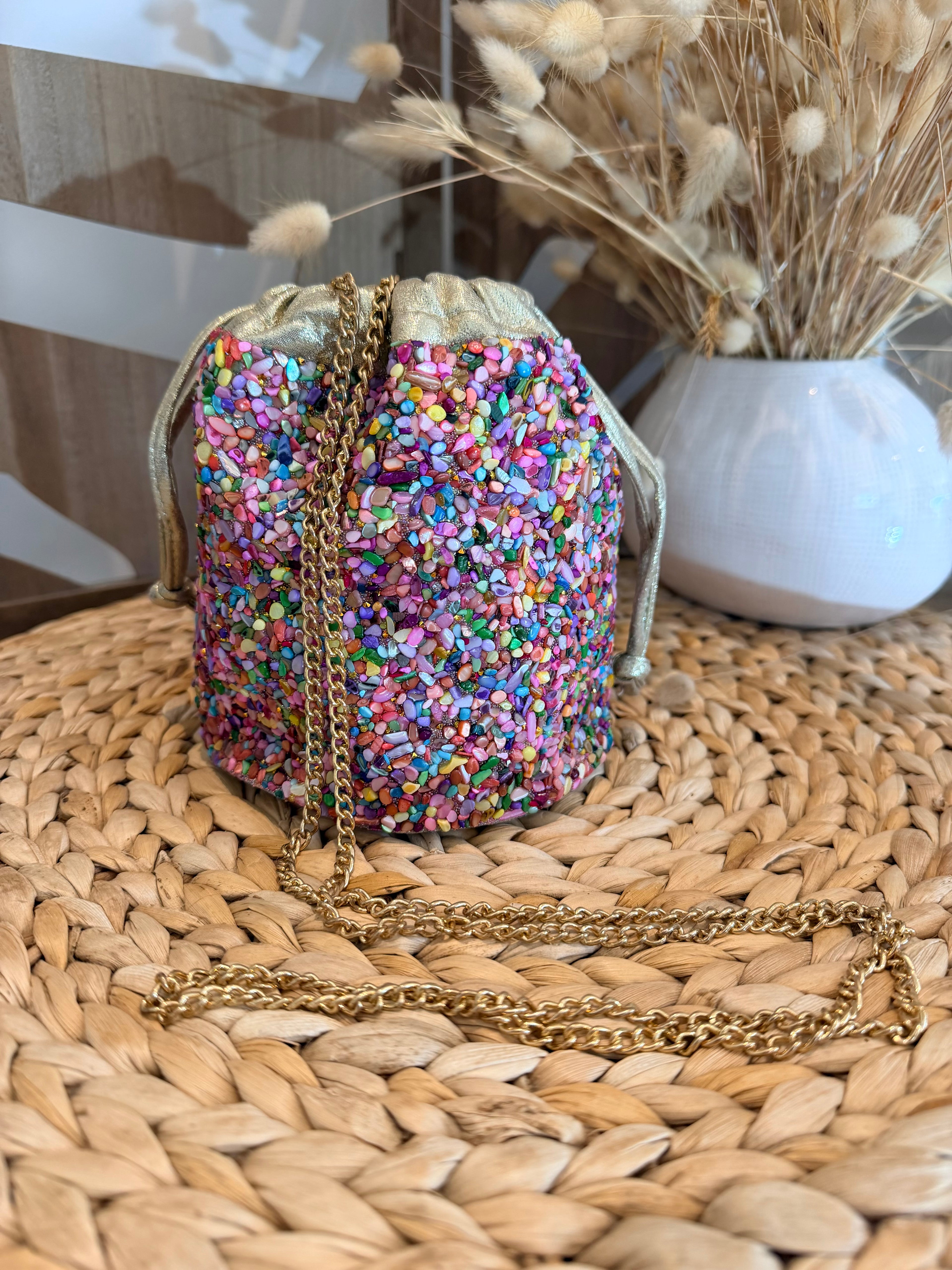 Sac Bourse Orné de Pierres Colorées