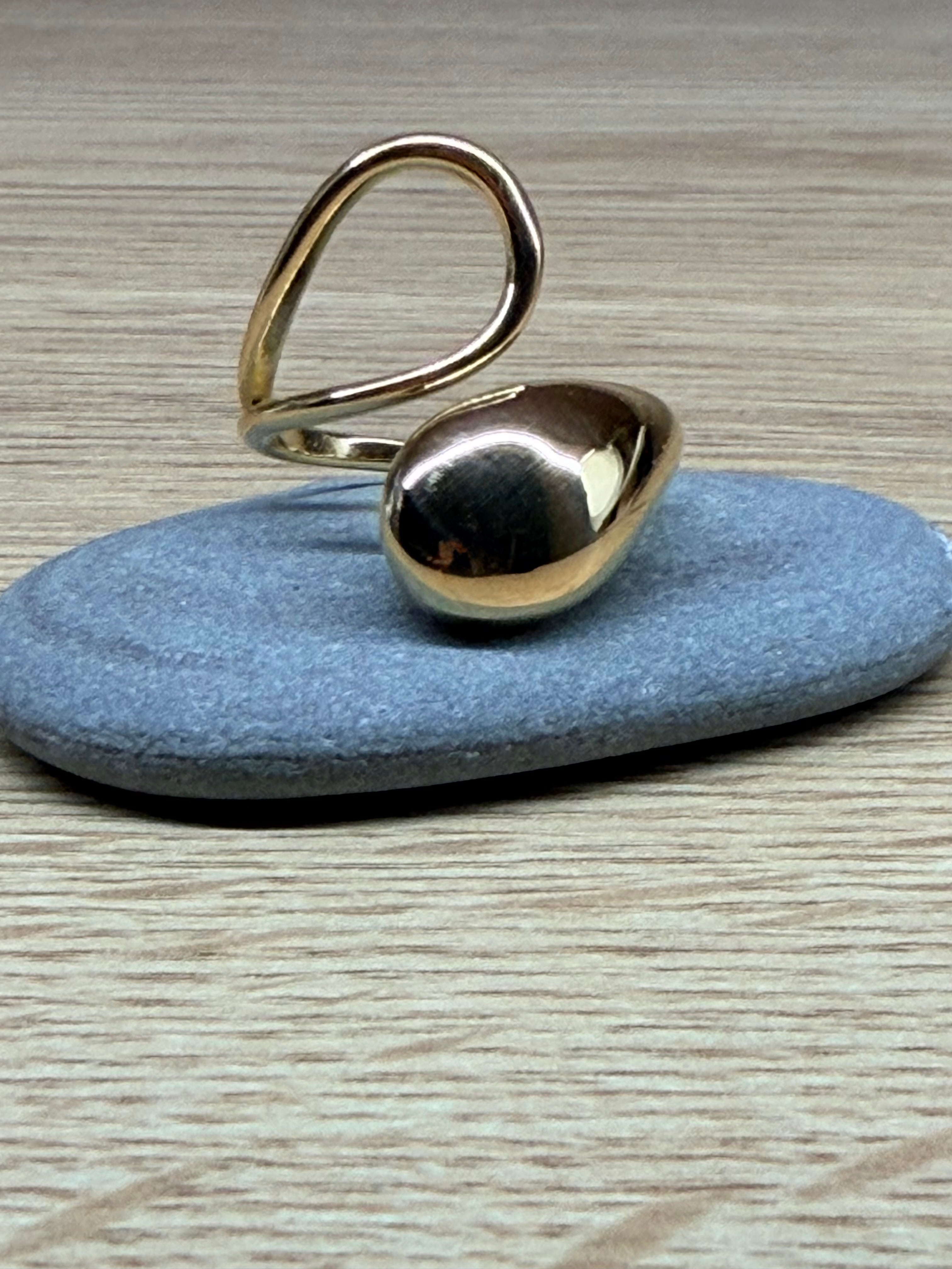 Bague Ouverte Acier Inoxydable Doré - Design Goutte