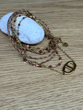 Collier / Bracelet Multi-Rang 2-en-1 Acier Inoxydable Doré - Liens Tissés, Perles et Maillon