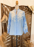 Chemisier Bohème 100% Coton à Broderies Florales
