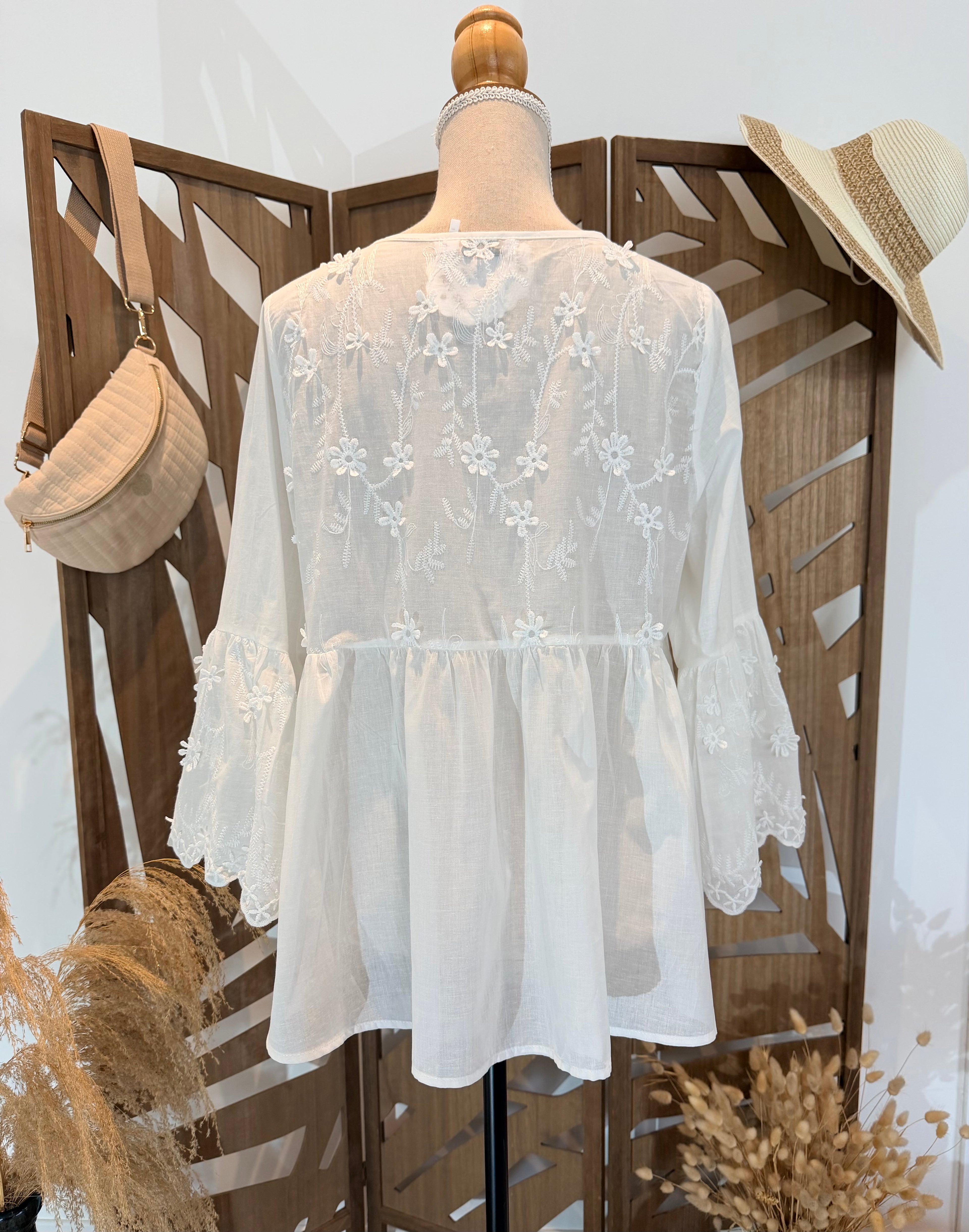 Blouse / Chemise bohème brodée- Miss Sara