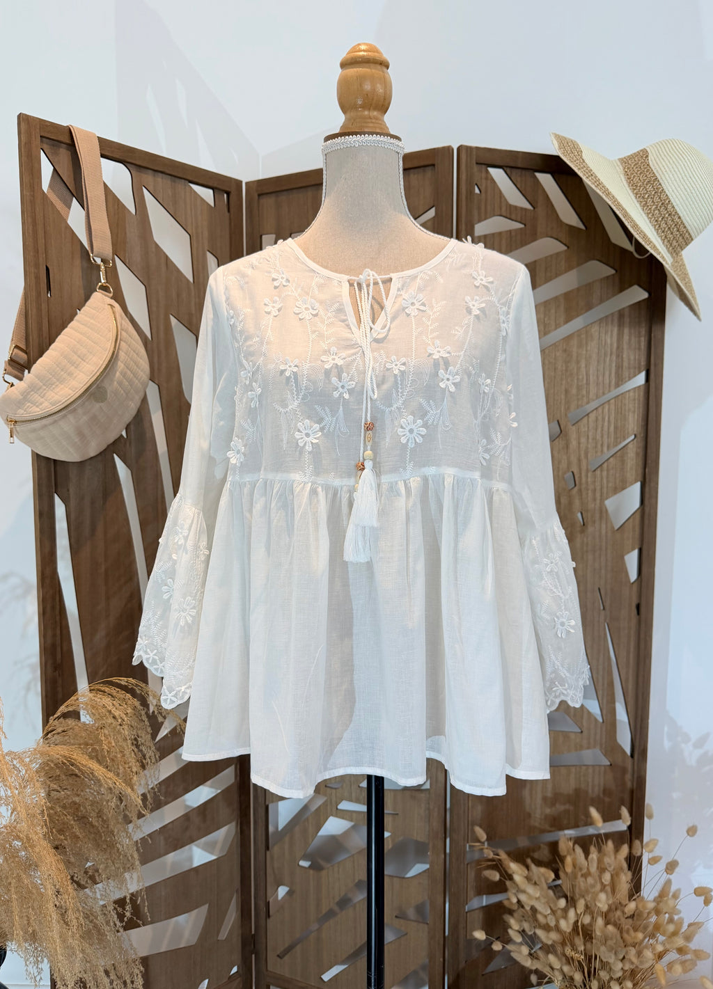 Blouse / Chemise bohème brodée- Miss Sara