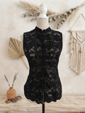 Haut en Dentelle Noire – Style Mandarin